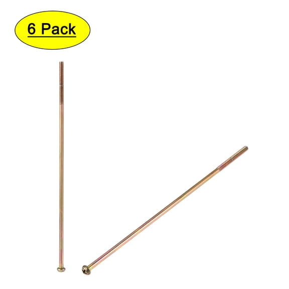 Uxcell M4 x 170mm / 6.69" Male Thread Phillips Pan Head Bolt Screw Color Zinc Plated 6 Pack