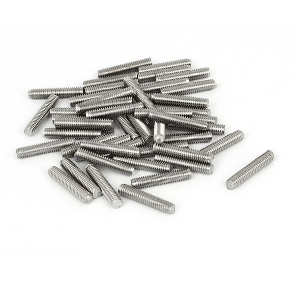 Uxcell M4 x 20mm 304 Stainless Steel Fully Threaded Rod Bar Studs Silver Tone 50Pcs