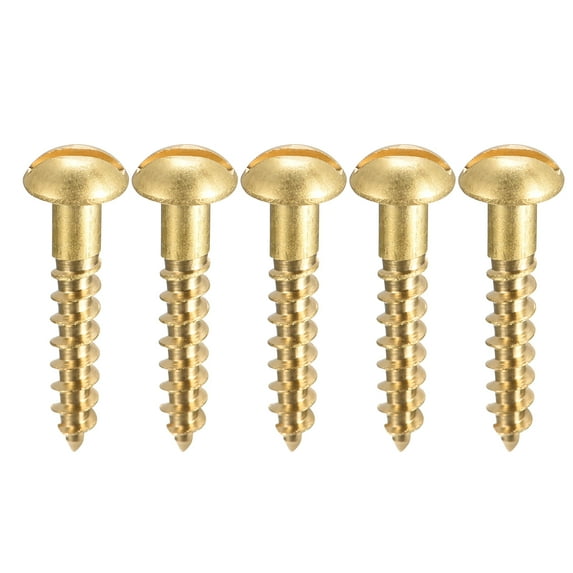 Uxcell M4 x 20mm Wood Screws Slotted Round Head Brass Self-Tapping Screw 50 Pack