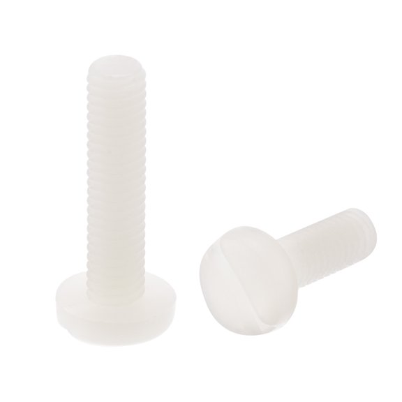 Uxcell M4 x 25mm Nylon Machine Screws, Pan Head Slotted Screw Fasteners, 20 Pack