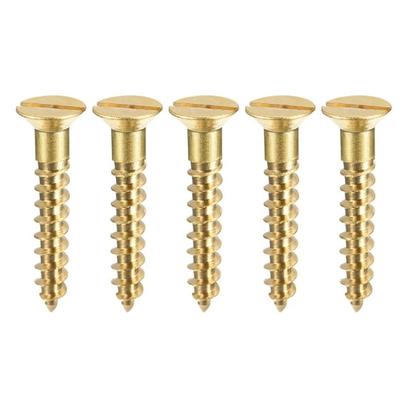 Uxcell M4 x 25mm Wood Screws Slotted Flat Head Brass Self-Tapping Screw 100 Pack