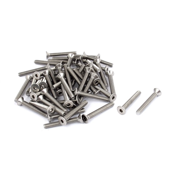 Uxcell M4 x 30mm 304 Stainless Steel Hex Socket Countersunk Flat Head Screw Bolts (50-pack)