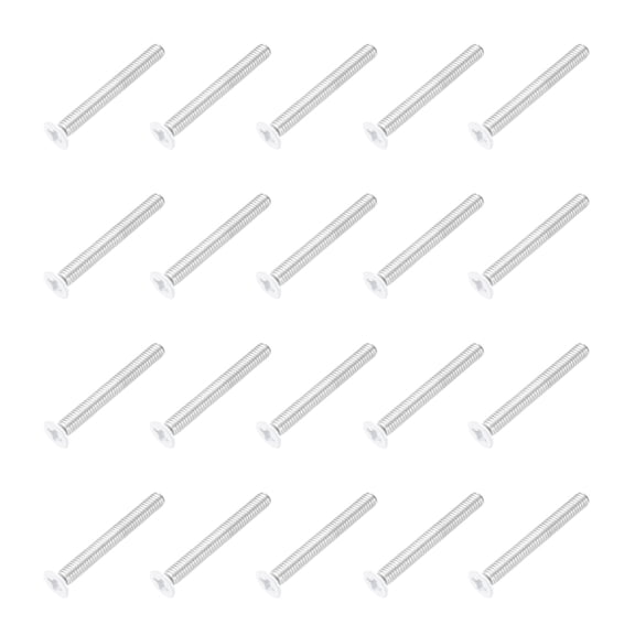 Uxcell M4 x 30mm Flat Countersunk Head Machine Screws 304 Stainless Steel Full Thread Phillips Drive Cross Screw for Furniture Connection Electrical Appliances (White, Pack of 20)