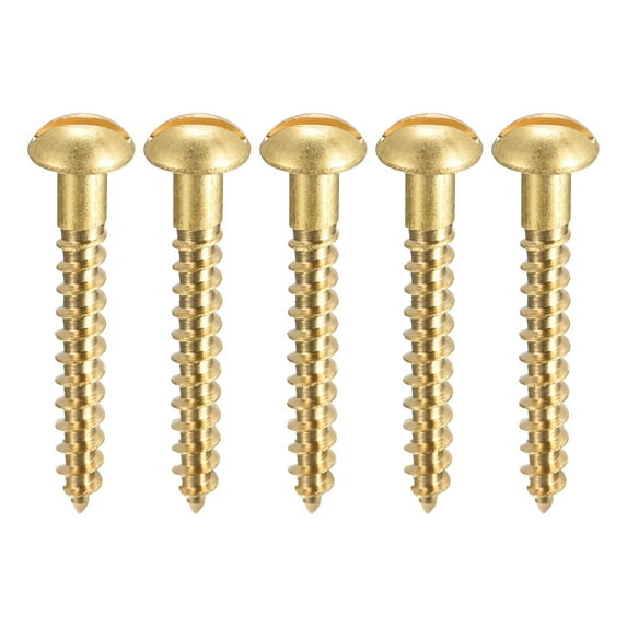 Uxcell M4 x 30mm Wood Screws Slotted Round Head Brass Self-Tapping Screw 20 Pack
