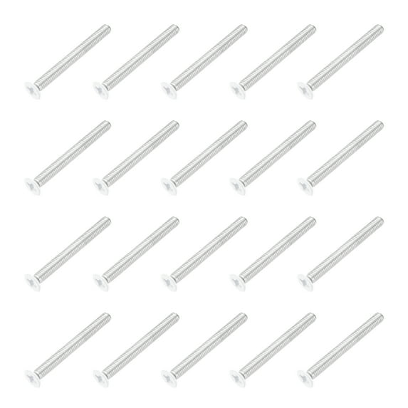 Uxcell M4 x 35mm Flat Countersunk Head Machine Screws 304 Stainless Steel Full Thread Phillips Drive Cross Screw for Furniture Connection Electrical Appliances (White, Pack of 20)