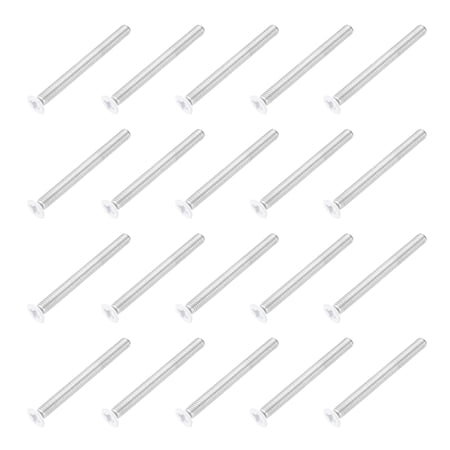 Uxcell M4 x 40mm Flat Countersunk Head Machine Screws 304 Stainless Steel Full Thread Phillips Drive Cross Screw for Furniture Connection Electrical Appliances (White, Pack of 20)