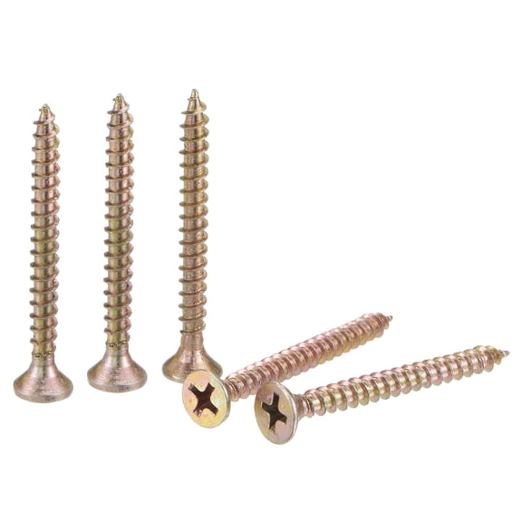 Uxcell M4 x 40mm Phillips Flat Head Carbon Steel Color Zinc Plated Wood Screws 100 Pack