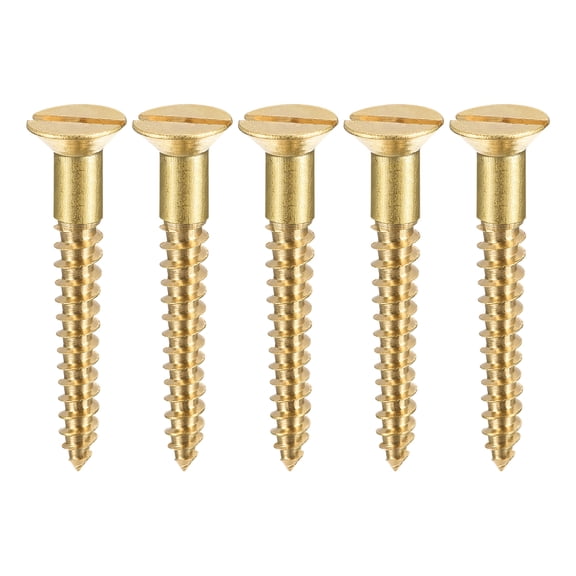 Uxcell M4 x 40mm Wood Screws Slotted Flat Head Brass Self-Tapping Screw 20 Pack