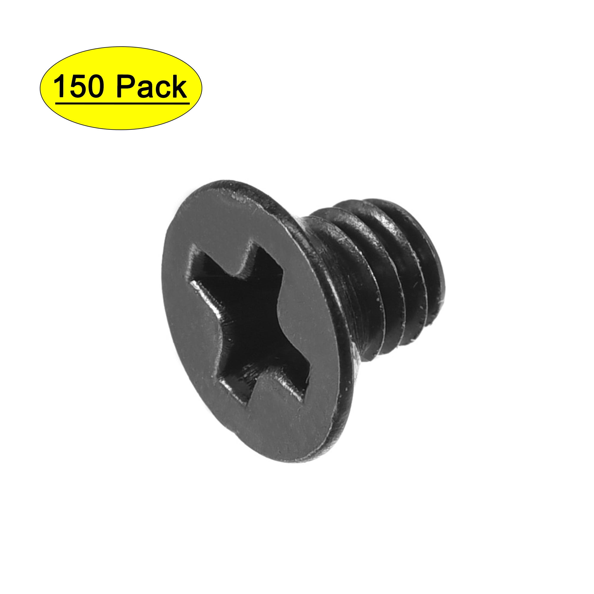 Uxcell M4 x 5mm Phillips Screw Fastener Black Zinc Plated 150 Pack