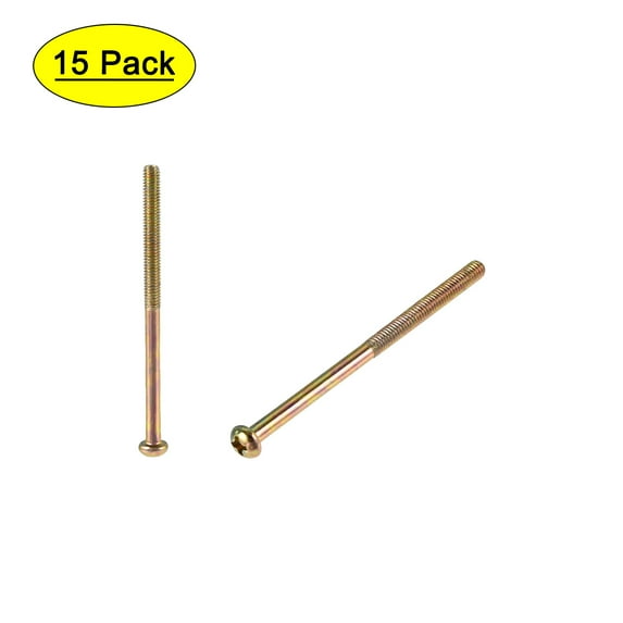 Uxcell M4 x 65mm/ 2.56" Male Thread Phillips Pan Head Bolt Screw Color Zinc Plated 15 Pack