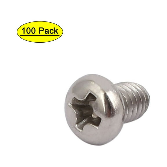 Uxcell M4 x 6mm 304 Stainless Steel Round Head Machine Screws Bolt (100-pack)