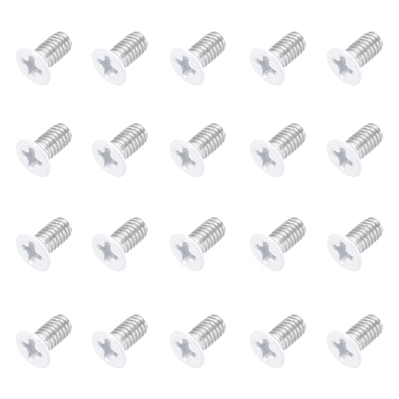 Uxcell M4 x 8mm Flat Countersunk Head Machine Screws 304 Stainless Steel Full Thread Phillips Drive Cross Screw for Furniture Connection Electrical Appliances (White, Pack of 20)