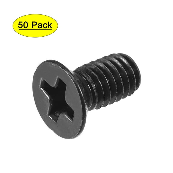 Uxcell M4 x 8mm Phillips Screw Fastener Black Zinc Plated 50 Pack