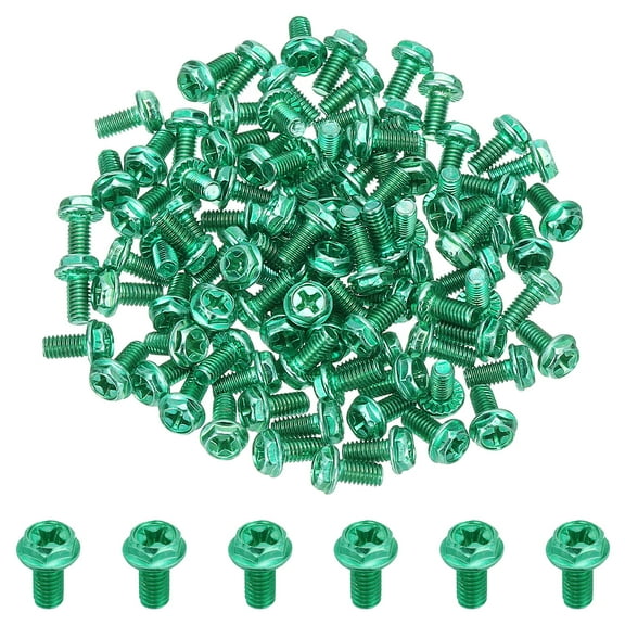 Uxcell M4 x 8mm Thread Ground Screws, 100 Pack Hex Phillips Head Flanged