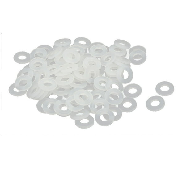 Uxcell M4 x 8mm x 1mm Nylon Flat Insulating Washers Spacers Fastener White 100 Pack