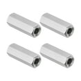 thumbnail image 1 of Uxcell M4x0.7 Pitch 304 Stainless Steel Hex Coupling Nuts, 4 Pcs 20mm / 0.79" Length Coarse Fully Threaded Rod Coupling Nut Studding Connector Fasteners, Silver Tone, 1 of 7