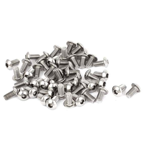 Uxcell M4x0.7mmx8mm Stainless Steel Hex Socket Button Head Screws Bolts 10mm Long (50-pack)