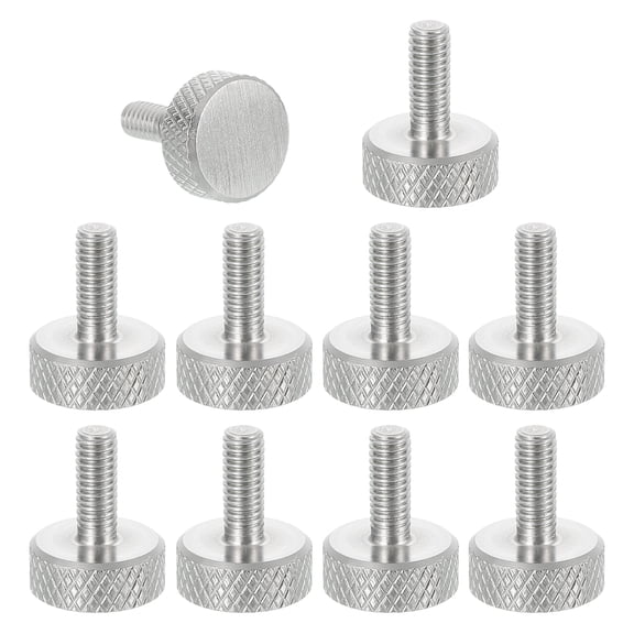 Uxcell M4x10mm Knurled Thumb Screws, 304 Stainless Steel Flat Head Thumb Screws Metric Diamond Knurled Head Bolts Grip Knobs Hand Tighten Thread Fasteners, 12mm Dia. 12 Pcs