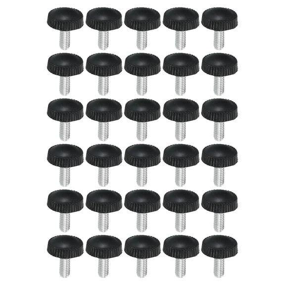 Uxcell M4x10mm Knurled Thumb Screws Clamping Screws Knobs Grip Bolts Fasteners for Furniture Hardware Black 30 Pack