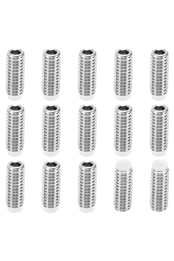 M4x10mm Nylon Tip Grub Screw Hex Socket Head Cup Point Anti Slip Set Screws Internal Hex Drive Hardware 15 Pack