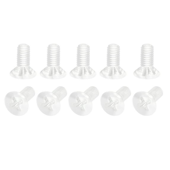 Uxcell M4x10mm Plastic Phillips Machine Screws, PC Flat Head Machine Bolts 10 Pack