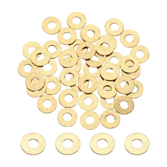 Uxcell M4x10x0.8mm Flat Washer, 110PCS Brass Automotive Drain Plug Gasket, Golden