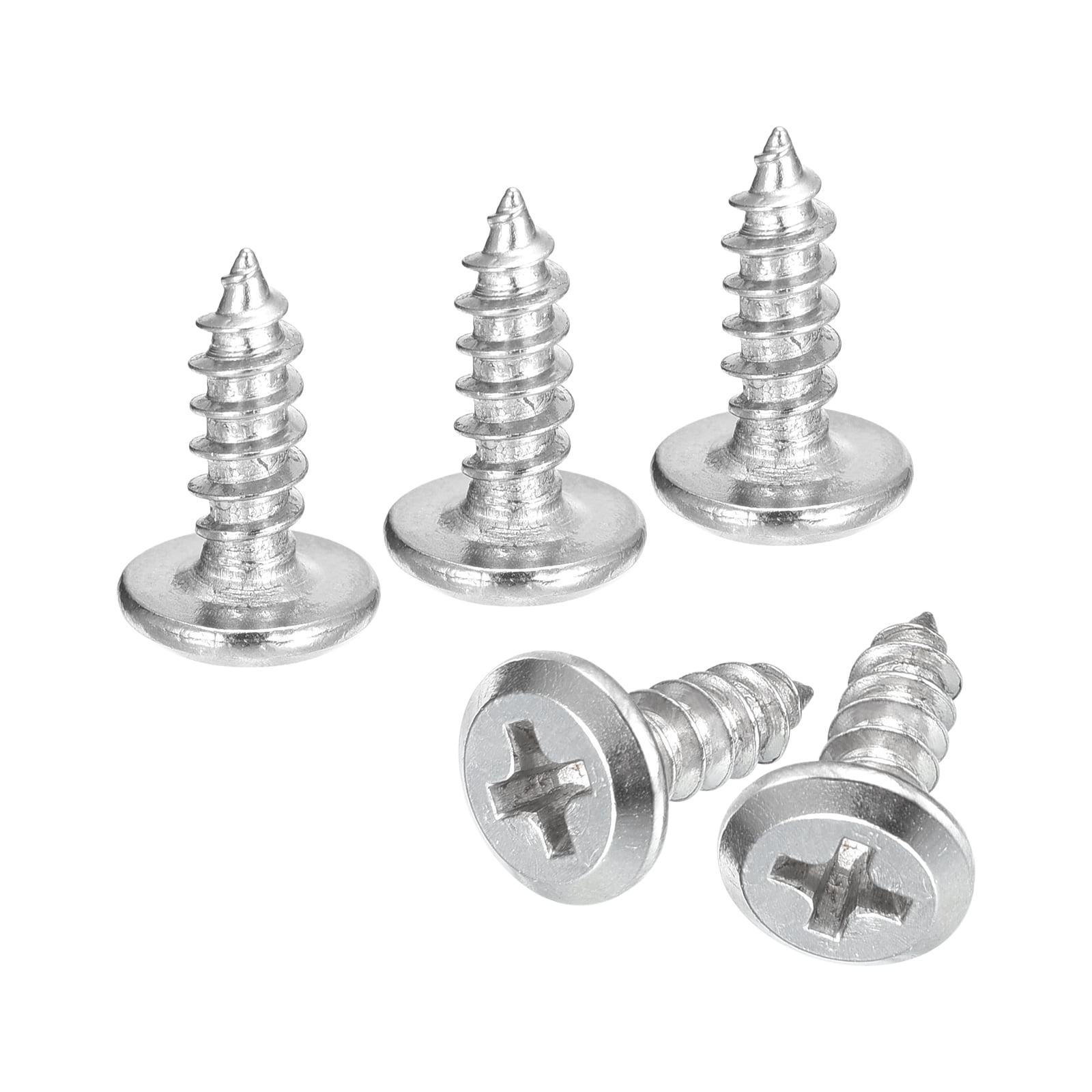 Uxcell M4x12mm Flat Head Phillips Drive Self Tapping Screws, 304 Stainless Steel Cross Drive Fastener Screws, Silver, Pack of 50