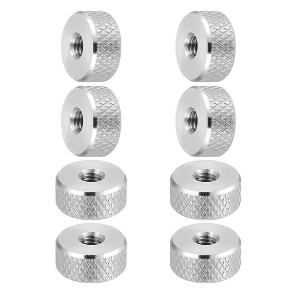 Uxcell M4x12x5.4mm Flat Knurled Thumb Nuts, 304 Stainless Steel Female Thread Type Flat Head Through Hole Hand Thumb Thin Nut Hand Tighten Thread Fasteners Adjust Lock Position, 8 Pcs