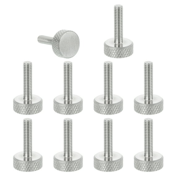 Uxcell M4x16mm Knurled Thumb Screws, 304 Stainless Steel Flat Head Thumb Screws Metric Diamond Knurled Head Bolts Grip Knobs Hand Tighten Thread Fasteners, 12mm Dia. 12 Pcs