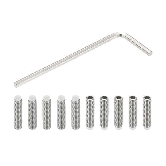 Nylon Tip Grub Screw, Stainless Steel Metric Hex Socket Head Cup Point Bolt Anti Slip Internal Hex Drive with Wrench M4x16mm