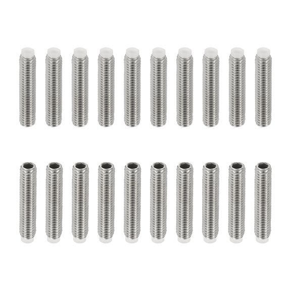 Uxcell M4x20mm Nylon Tip Grub Screw, 20pcs 304 Stainless SteelInternal Hex Head Cup Point Bolt Hardware