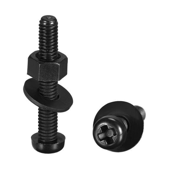 Uxcell Nylon Screw Nut Washer Assortment Kit, Round Head Machine Screw Bolt Nuts Flat Washers Black M4x25mm