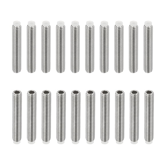 Uxcell M4x25mm Nylon Tip Grub Screw, 20pcs 304 Stainless SteelInternal Hex Head Cup Point Bolt Hardware