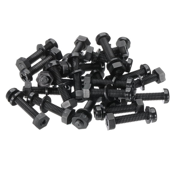 Uxcell M4x20mm Black Nylon Bolts Plastic Nuts Full Thread Head Screws and Nuts Set for Industrial Home Fastening Projects, 24 Sets