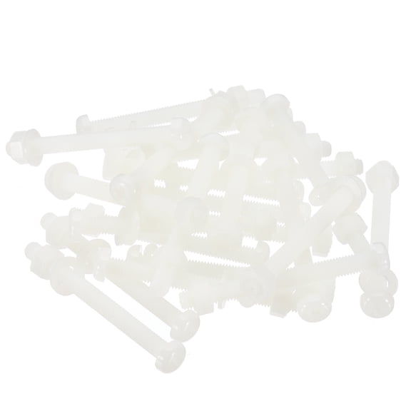 Uxcell M5x50mm White Nylon Bolts Plastic Nuts Full Thread Head Screws and Nuts Set for Industrial Home Fastening Projects, 24 Sets