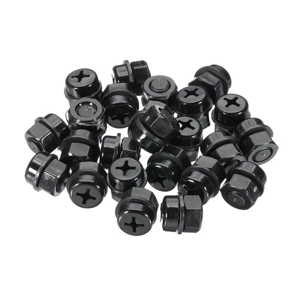 Uxcell M8x10mm Black Nylon Bolts Plastic Nuts Full Thread Head Screws and Nuts Set for Industrial Home Fastening Projects, 24 Sets