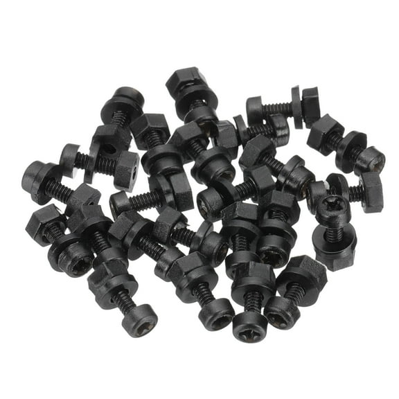 Uxcell M2x6mm Black Nylon Bolts Plastic Nuts Full Thread Head Screws and Nuts Set for Industrial Home Fastening Projects, 24 Sets