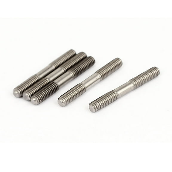 Uxcell M4x30mm 304 Stainless Steel Double End Threaded Stud Screw Bolt Silver Tone (5-pack)