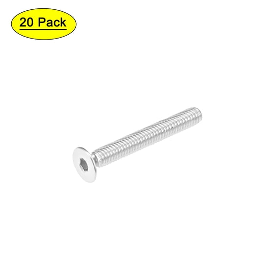 Uxcell M4x30mm Flat Head Machine Screws Inner Hex Screw 304 Stainless Steel Fasteners Bolts 20 Pack