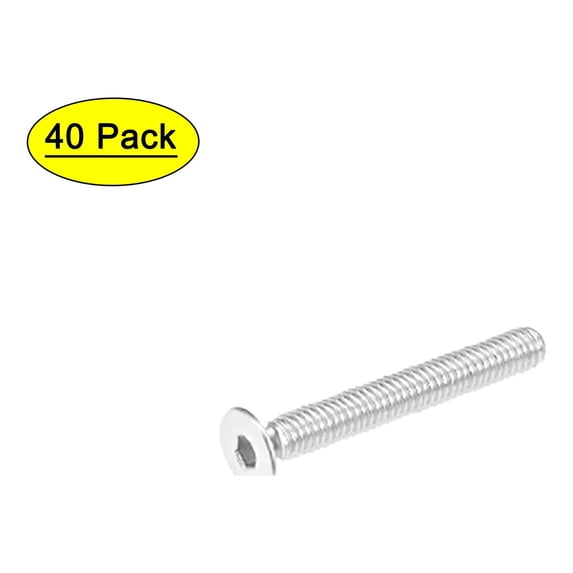 Uxcell M4x30mm Flat Head Machine Screws Inner Hex Screw 304 Stainless Steel Fasteners Bolts 40 Pack