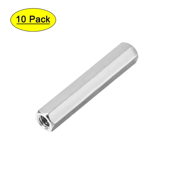 Uxcell M4x40mm Female to Female Hex Nickel Plated Spacer 10 Count