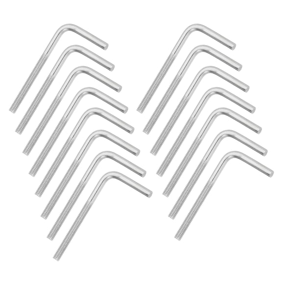 Uxcell M4x50mm 7/L-Shaped Right Angle Bolt Screw, 304 Stainless Steel L Shape Foundation Bolt Long Square Bend Screw, 15 Pcs