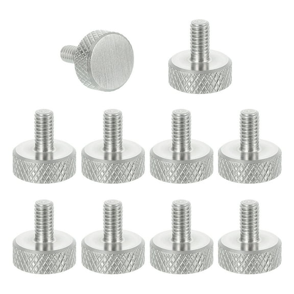 Uxcell M4x6mm Knurled Thumb Screws, 304 Stainless Steel Flat Head Thumb Screws Metric Diamond Knurled Head Bolts Grip Knobs Hand Tighten Thread Fasteners, 12mm Dia. 12 Pcs