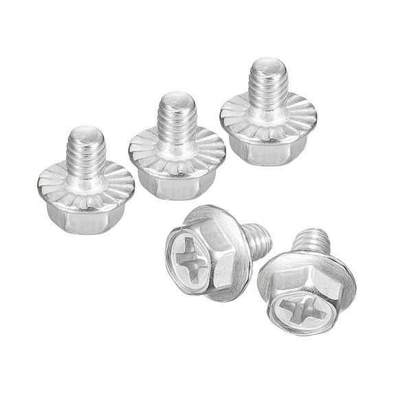Uxcell M4x6mm Phillips Hex Head Flange Bolts, 10 Pack 304 Stainless Steel Screws
