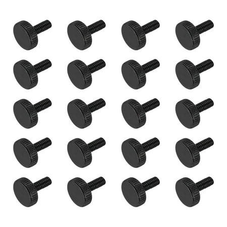 Uxcell M4x8mm Knurled Thumb Screws, Black Steel Flat Head Thumb Screws Zinc Plated Metric Knurled Head Bolts Grip Knobs Hand Tighten Thread Fasteners, 20 Pcs