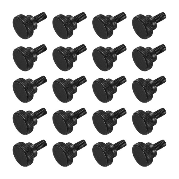 Uxcell M4x8mm Knurled Thumb Screws, Black Steel Flat Head Thumb Screws Zinc Plated Metric Knurled Head Bolts with Shoulder Grip Knobs Hand Tighten Thread Fasteners, 20 Pcs