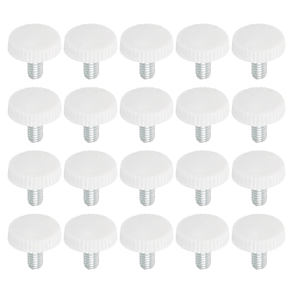 Uxcell M4x8mm Knurled Thumb Screws Clamping Screws Knobs Grip Bolts Fasteners for Furniture Hardware White 20 Pack