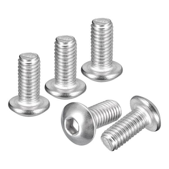 Uxcell M5-0.8x10mm Button Head Socket Cap Screws - 50Pack - Good for Road Bicycle, Mountain Bike, Auto, Motorcycle - 304 Stainless Steel Whitewashed - Hex Drive Fasteners