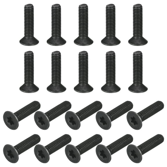 Uxcell M5-0.8x20mm Flat Head Torx Anti Theft Machine Screws, 20Pack 10.9 Grade Alloy Steel, Torx Drive, Countersunk Head, Full Thread, Black Oxide Finish