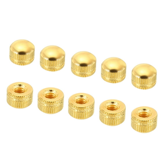 Uxcell M5 Acorn Cap Nut Bolt Cover Screw Caps Female Thread Knurled Electrophoretic Gold 25 Pack